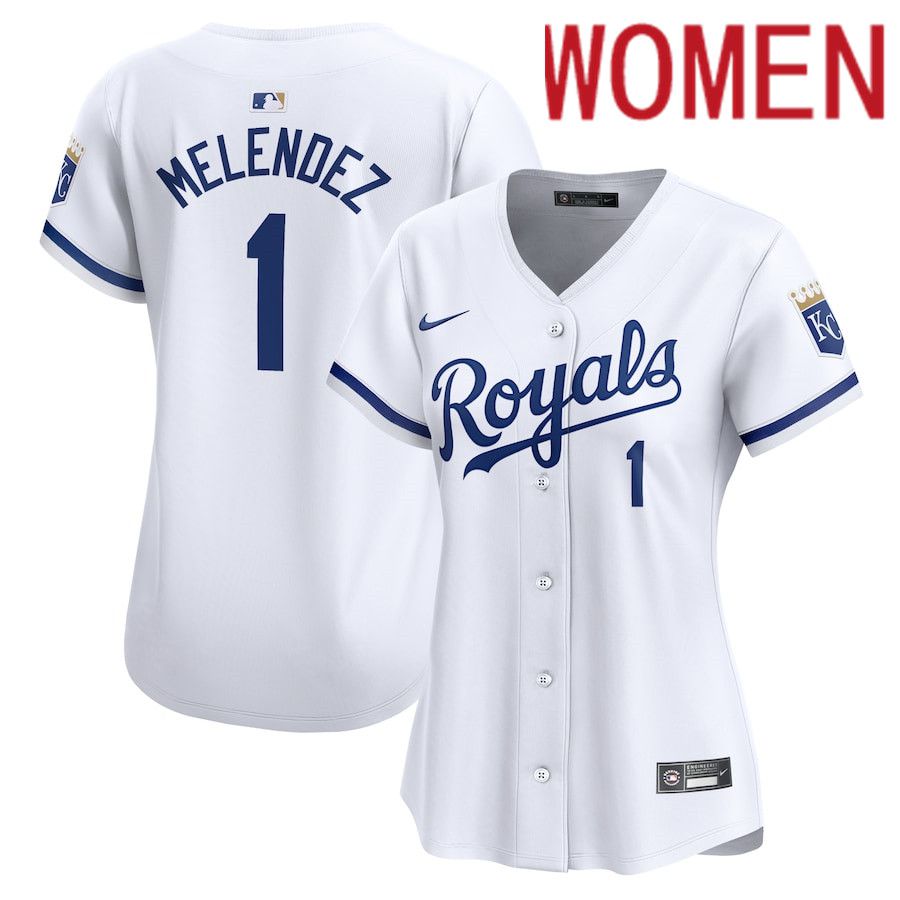 Women Kansas City Royals #1 MJ Melendez Nike White Home Limited Player MLB Jersey->women mlb jersey->Women Jersey